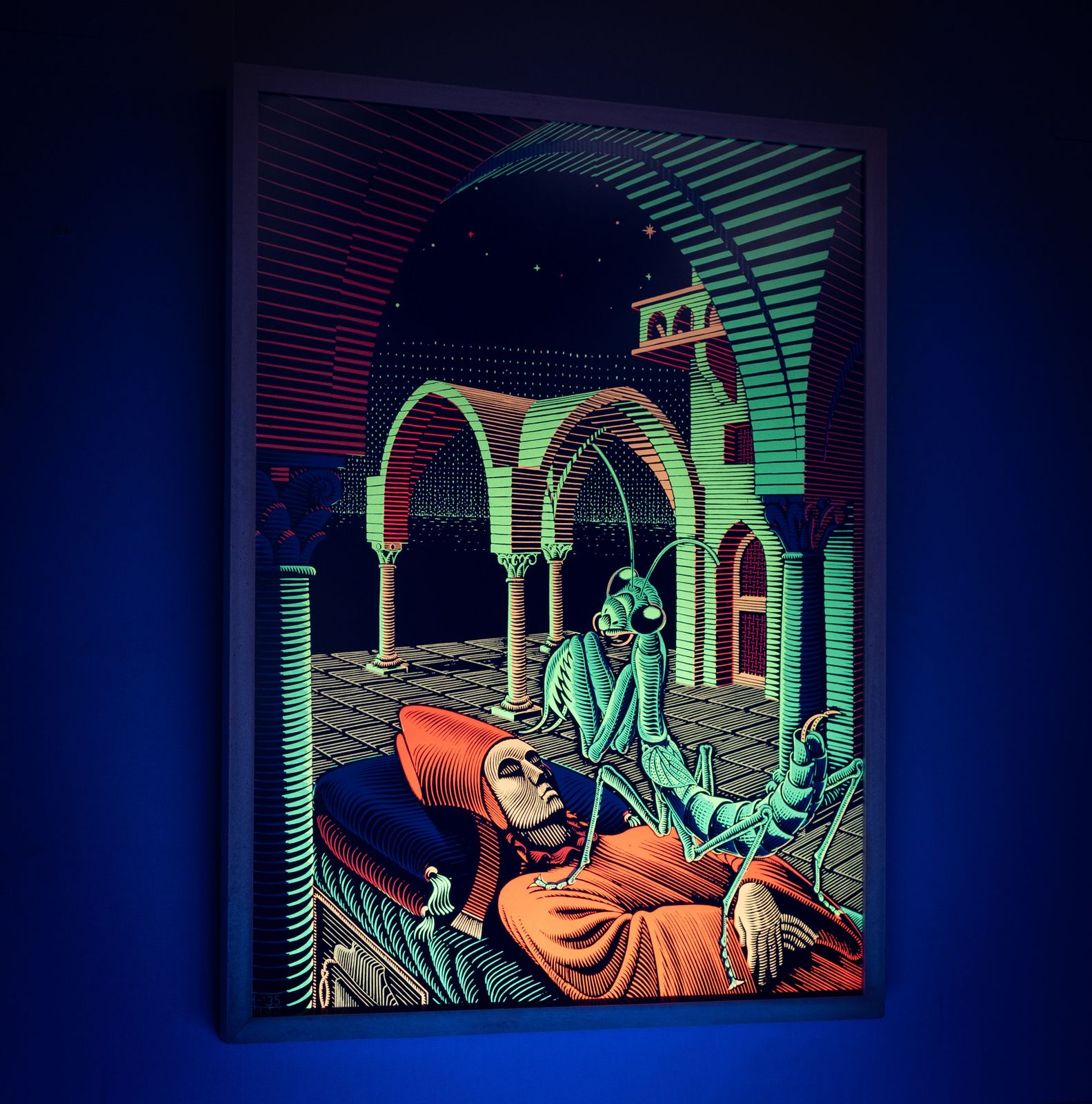 M.C. Escher Black Light Poster ''Dream'' Ca. Jaren 1960 photo vintage