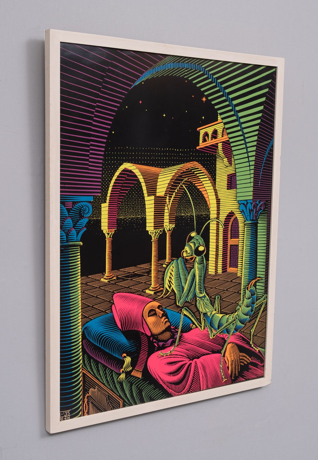 photo furniture M.C. Escher Black Light Poster ''Dream'' Ca. Jaren 1960