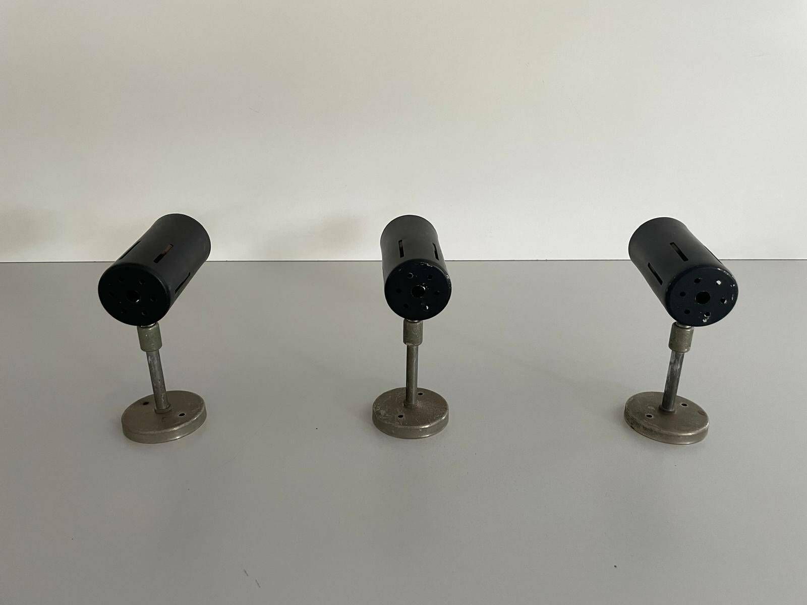Italian Design Black Metal Spot Sconces, Set Of 3, 1950s, Italy photo Lighting