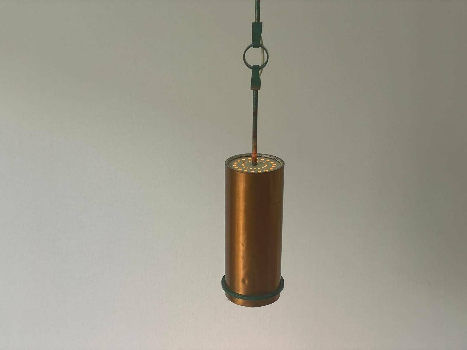 Industrial Unusual Heavy Pendant Lamp With Green Circle Iron Details, 1950s, Berlin, Germany photo Lighting