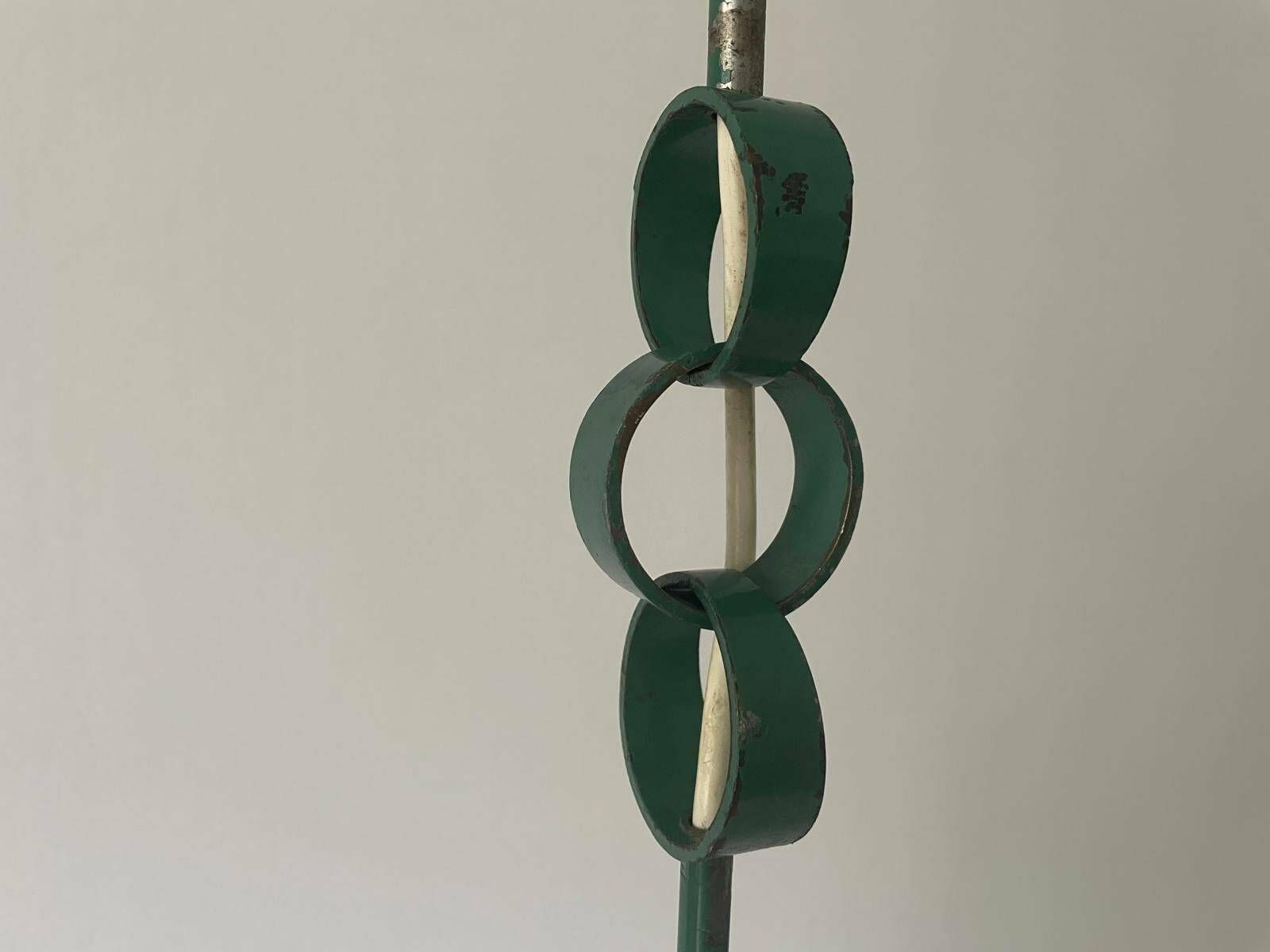 Industrial Unusual Heavy Pendant Lamp With Green Circle Iron Details, 1950s, Berlin, Germany photo vinterior