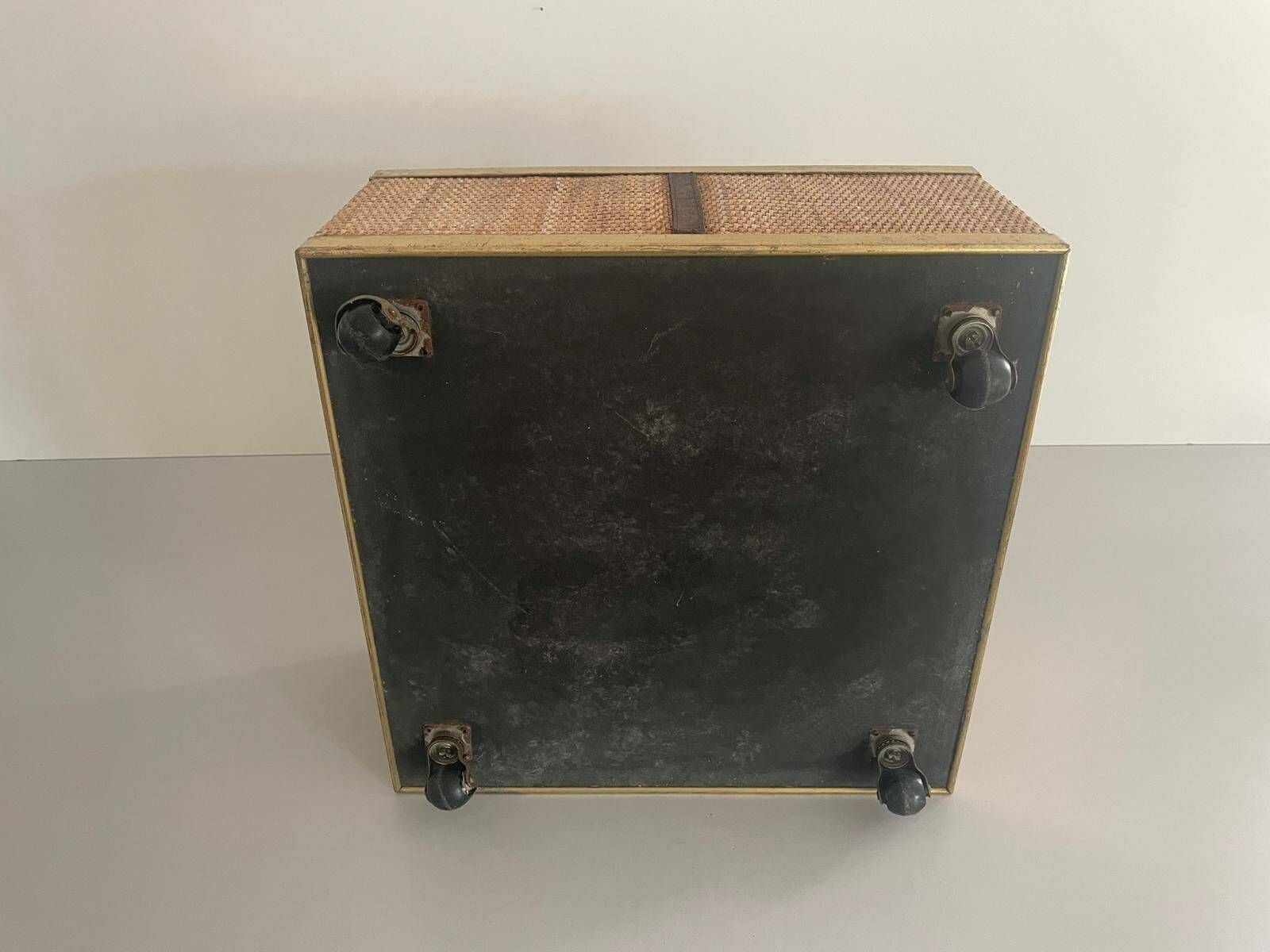 Mid Century Modern Rattan Xl Planter Box With Wheels, 1970s, Italy photo vinterior