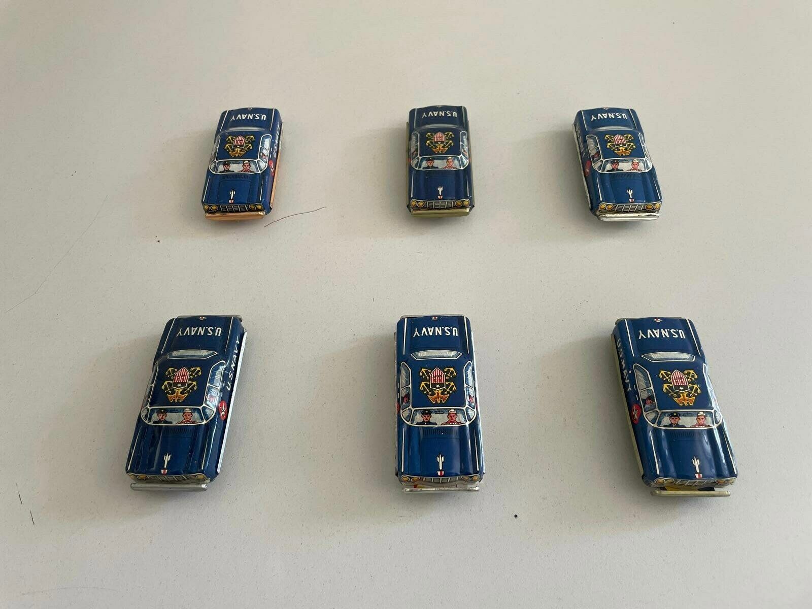 Nt Tin Us Navy Toy Car, Set Of 6, Made In Japan photo for sale