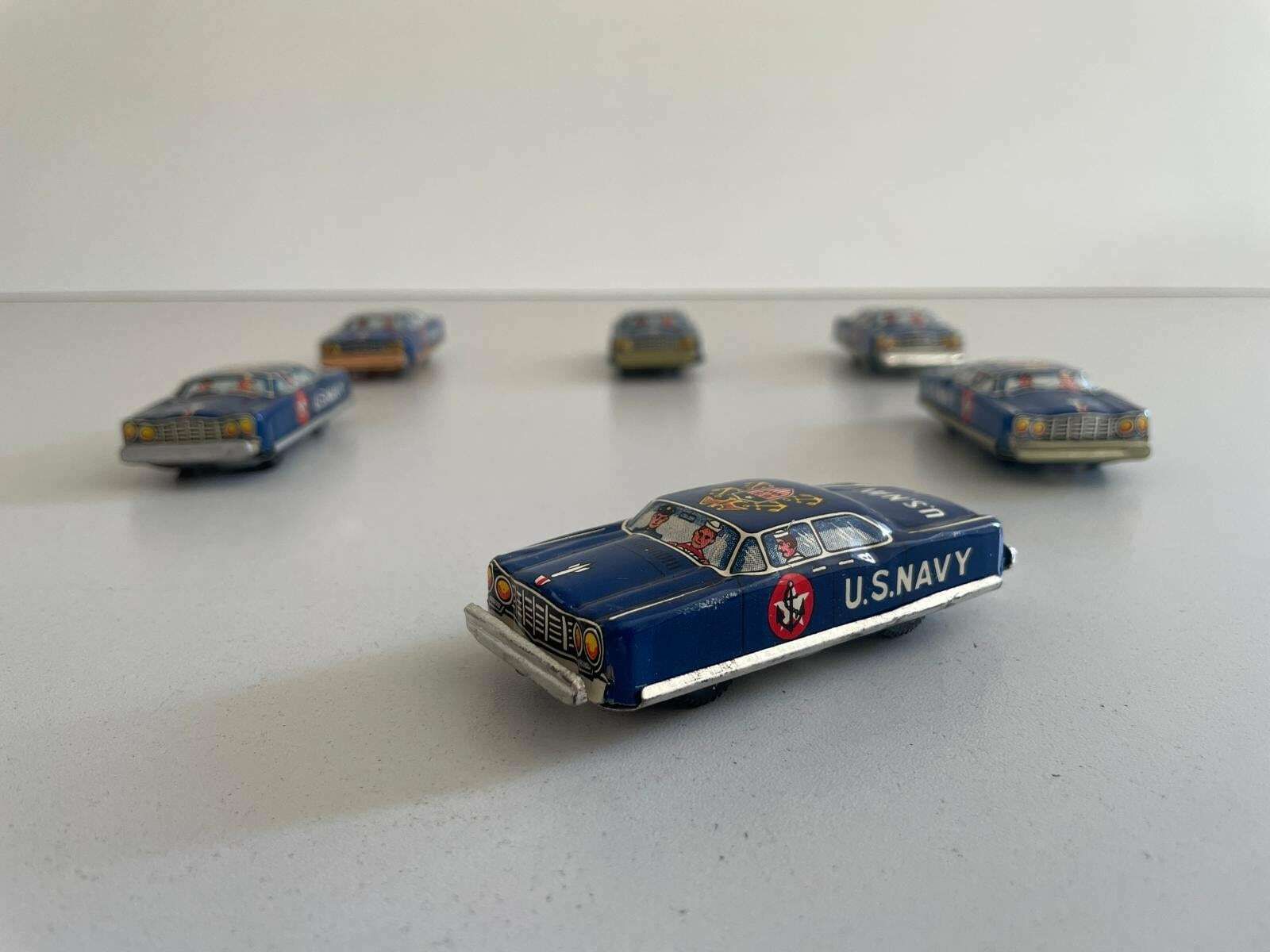 Nt Tin Us Navy Toy Car, Set Of 6, Made In Japan photo Home Decor
