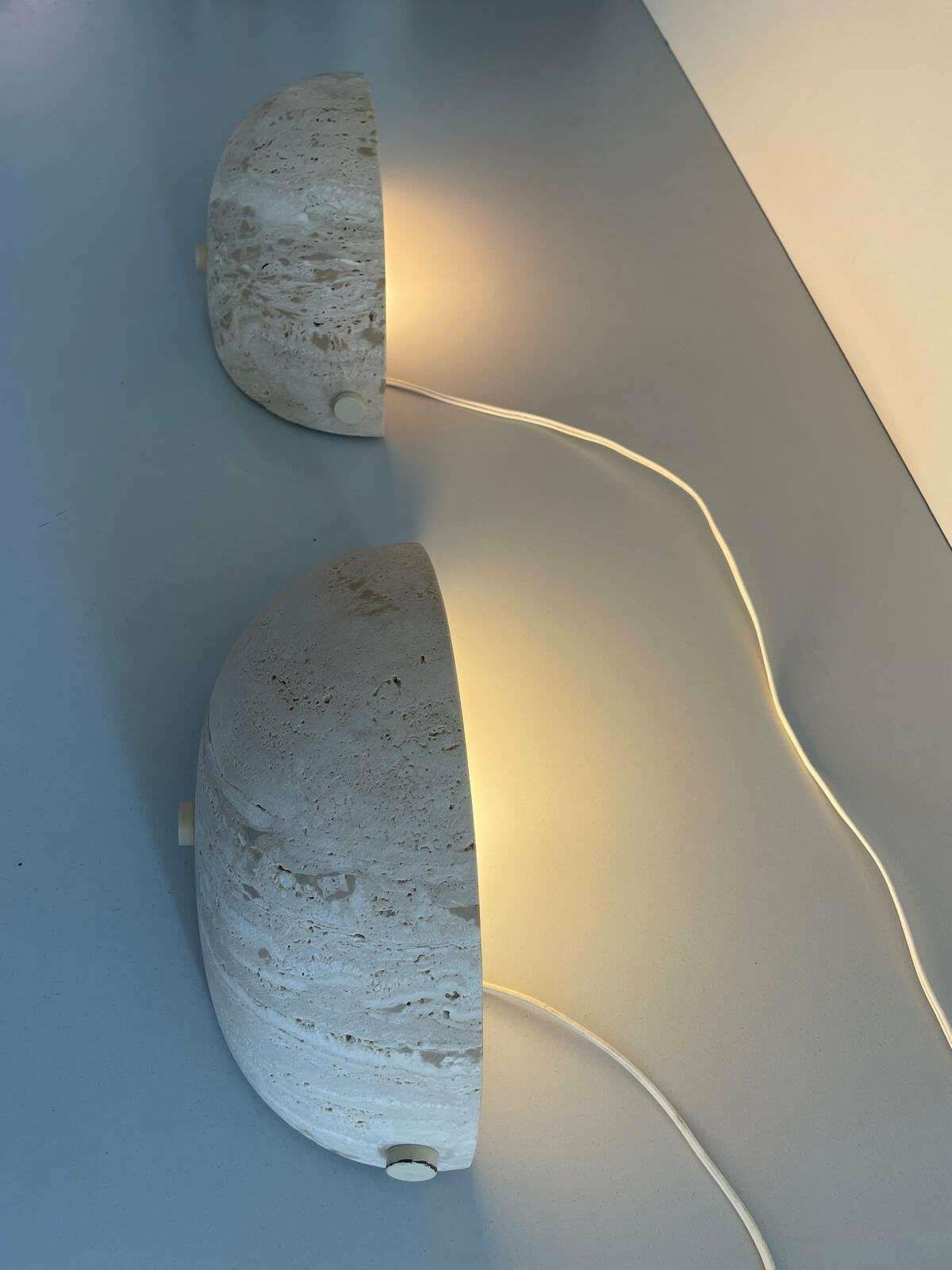 Rare French Travertine Pair Of Sconces, 1960s, France photo 1960.0