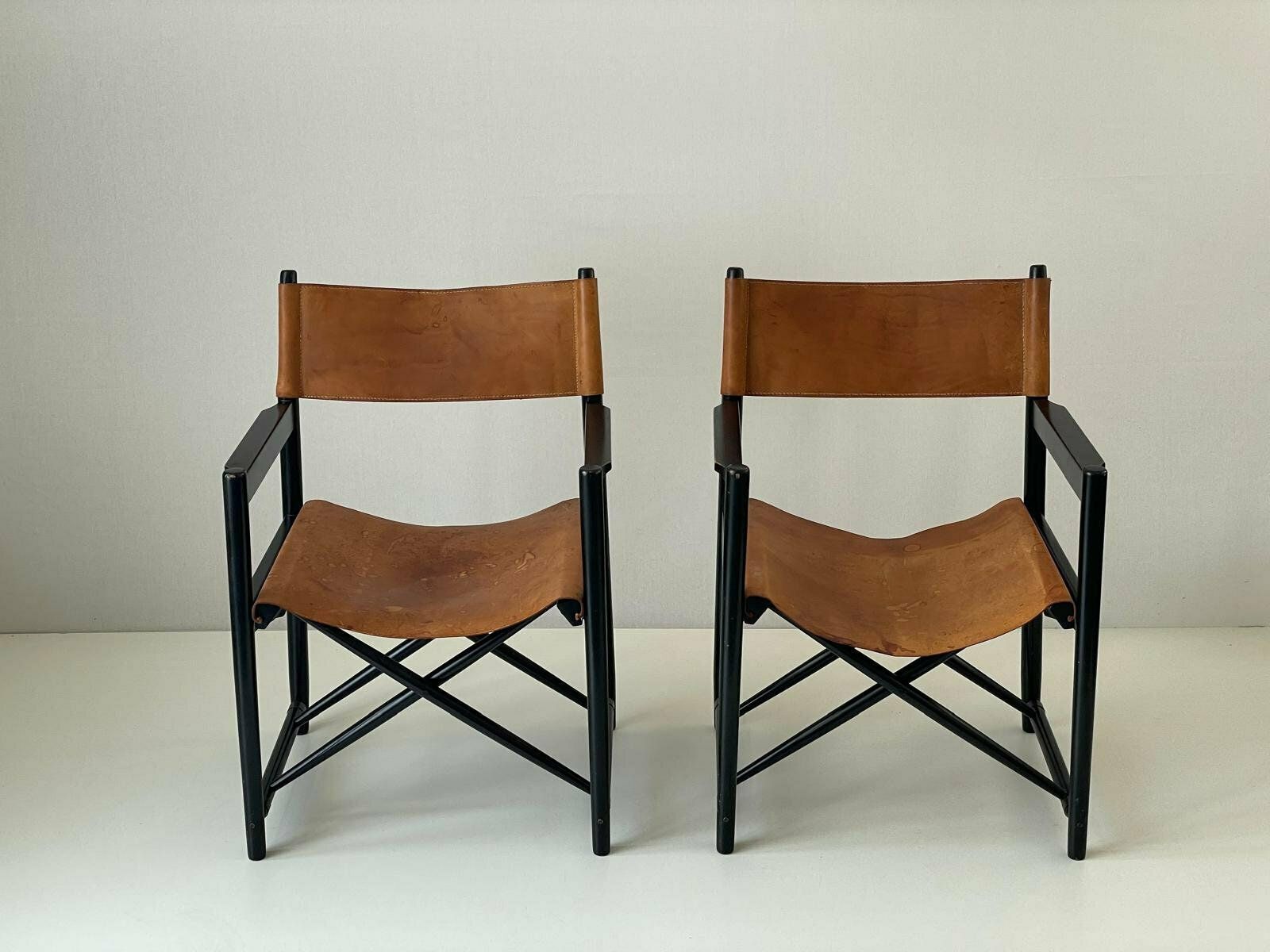 Leather Pair Of Folding Chairs By Kurt Culetto For Horgen Glarus , 1960s, Switzerland photo furniture