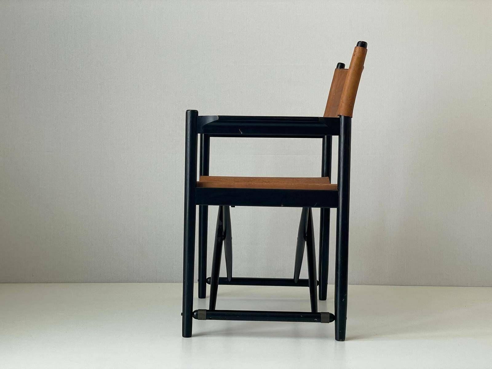 Leather Pair Of Folding Chairs By Kurt Culetto For Horgen Glarus , 1960s, Switzerland photo Furniture