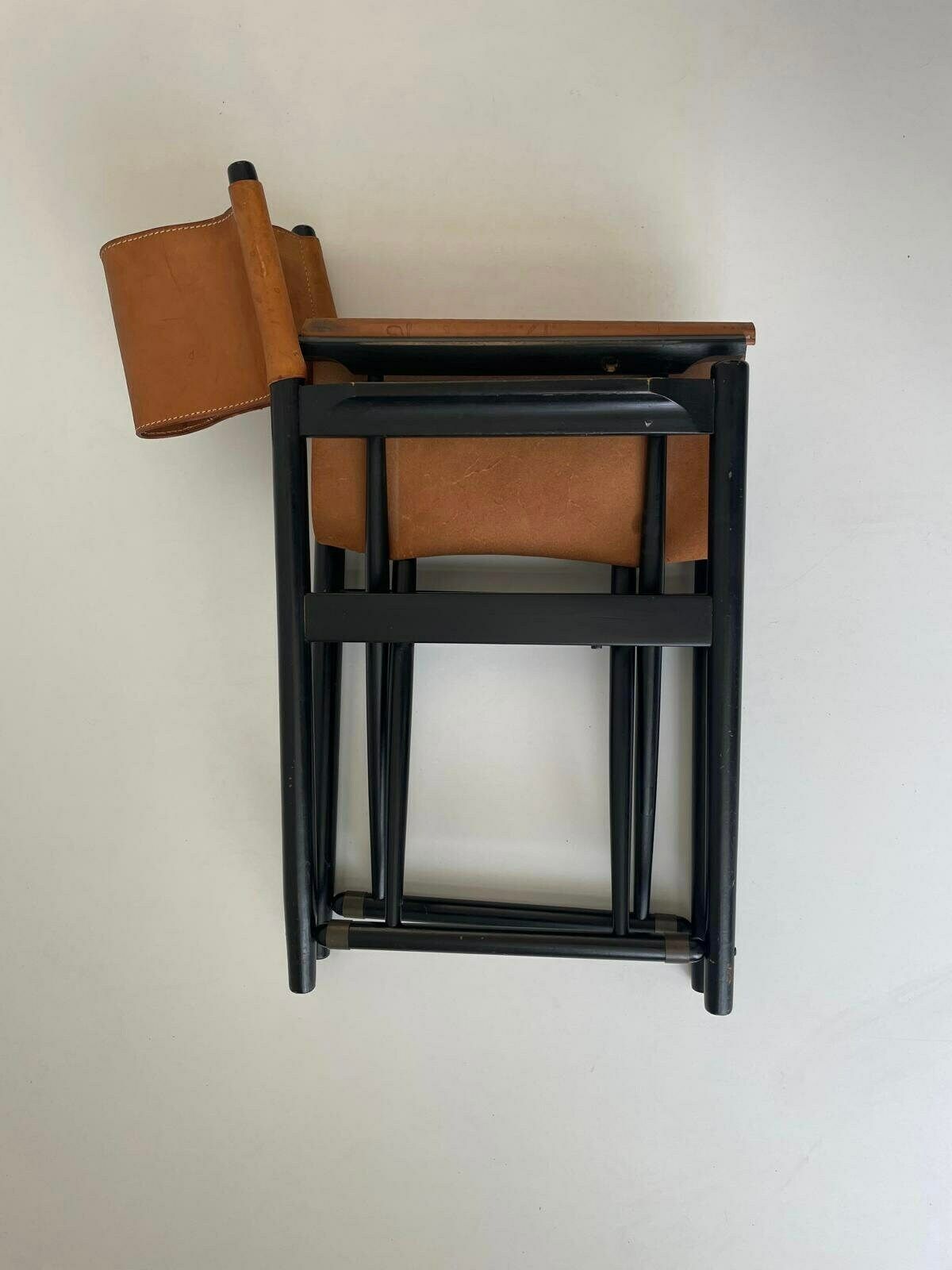 photo for sale Leather Pair Of Folding Chairs By Kurt Culetto For Horgen Glarus , 1960s, Switzerland