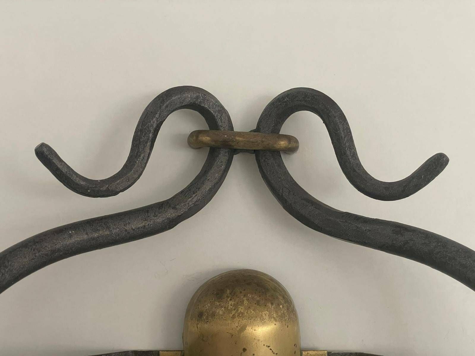 photo furniture Unusual Italian Design Brass And Iron Pair Of Sconces, 1950s, Italy
