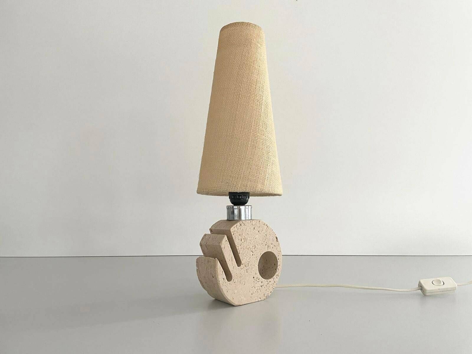 Lovely Fish Design Travertine Table Lamp By Fratelli Mannelli, Italy, 1970s