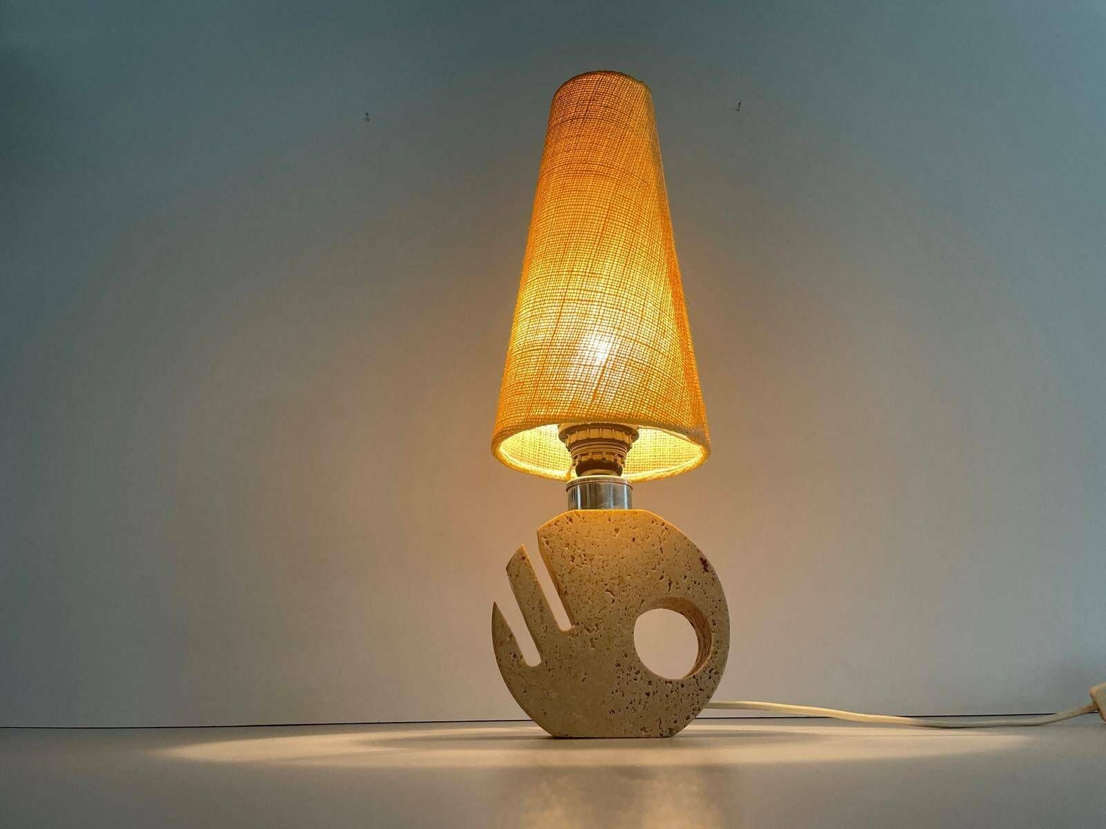 Lovely Fish Design Travertine Table Lamp By Fratelli Mannelli, Italy, 1970s photo vinterior