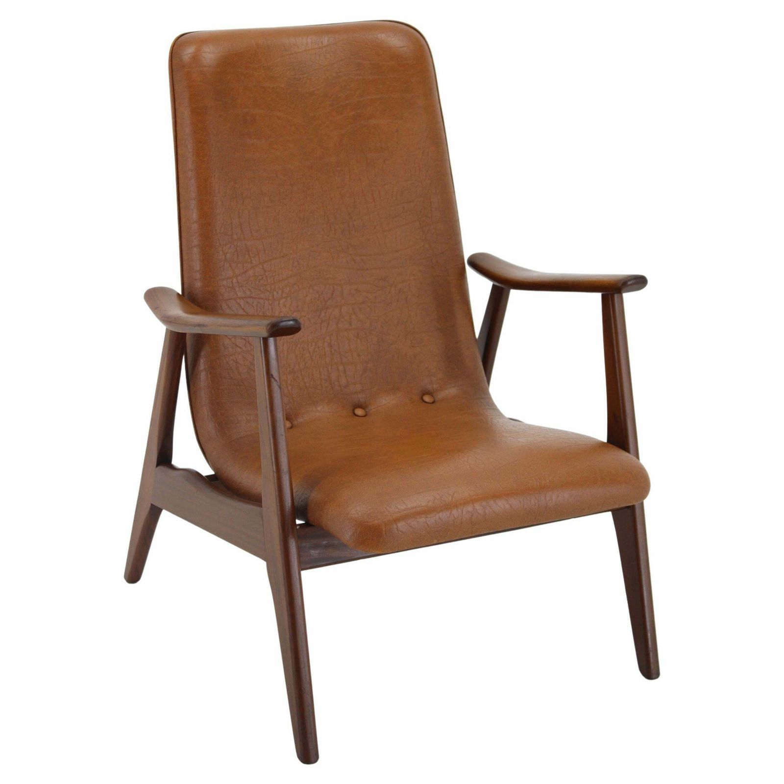 1960s Scandinavian Teak Armchair In Leatherette
