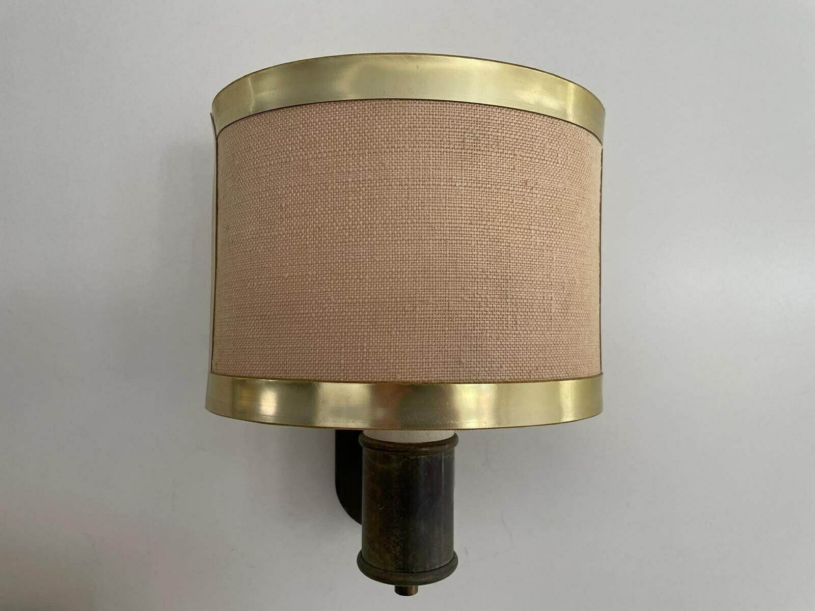 Mid Century Modern Fabric And Brass Set Of 3 Sconces, Italy, 1960s photo buy