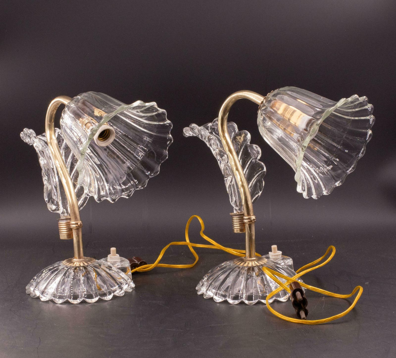 Set Of 2 Art Decò Murano Glass Barovier E Toso Table Lamp, 1940 photo Lighting