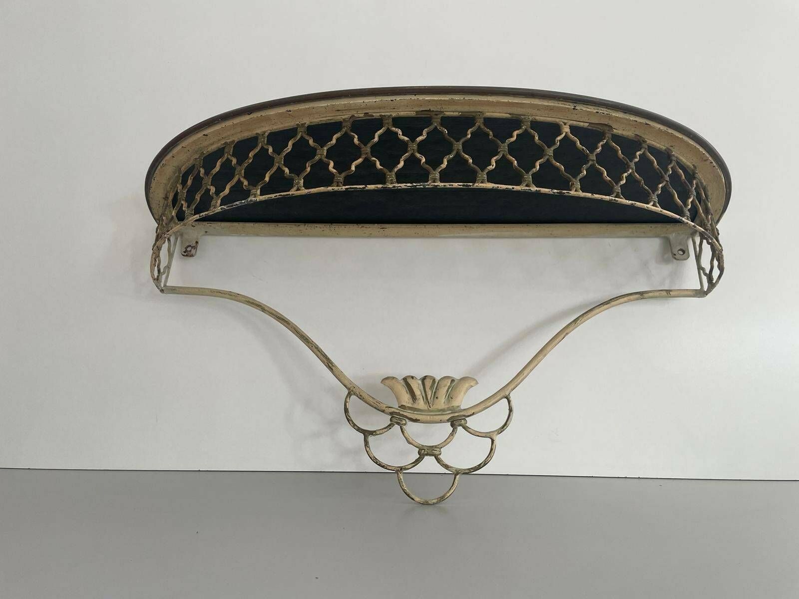 Mid Century Italian Brass And Ceramic Top Floating Shelf, 50s, Italy photo 1250.0