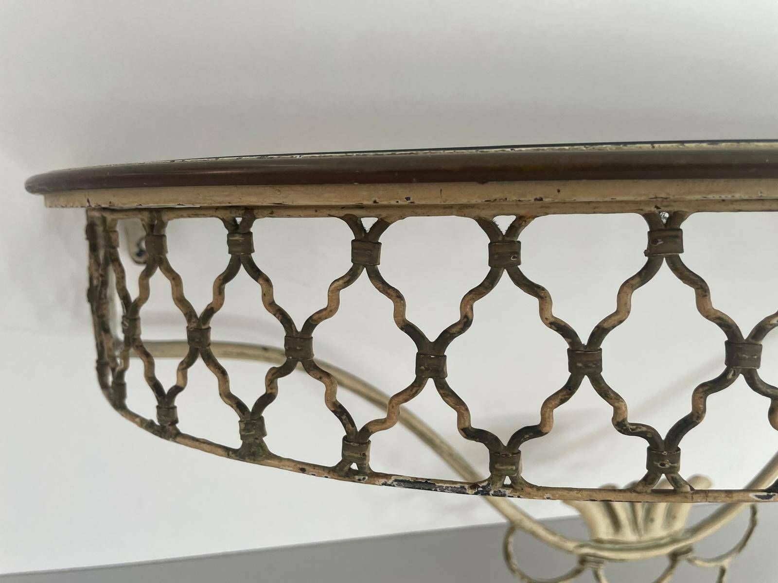 Mid Century Italian Brass And Ceramic Top Floating Shelf, 50s, Italy photo vintage