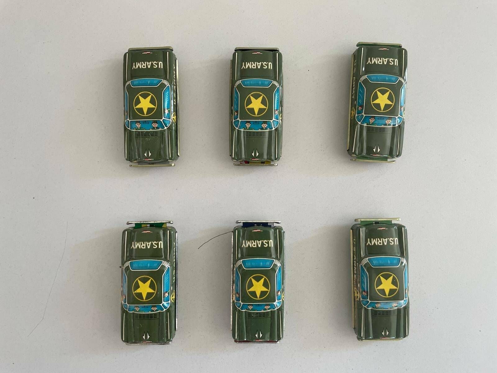 Nt Tin Us Army Toy Car, Set Of 6, Made In Japan photo vintage