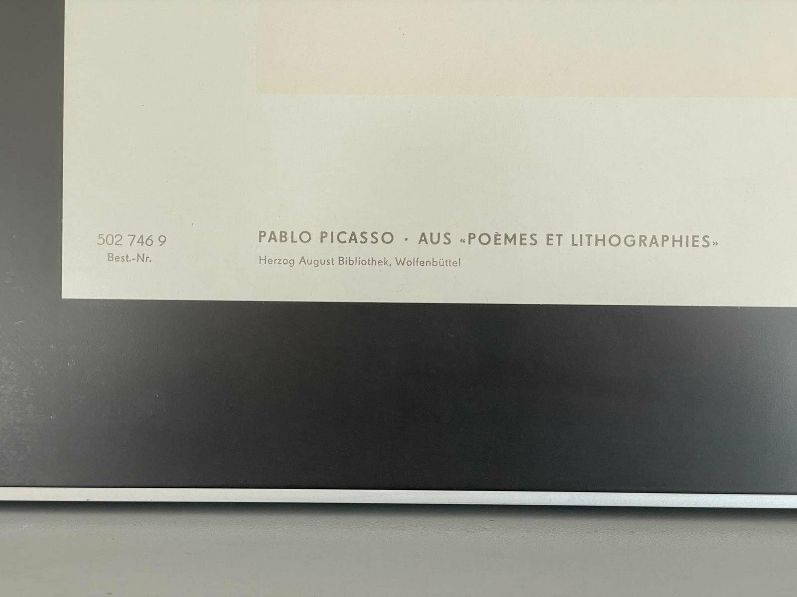 photo furniture Pablo Picasso Lithograph Print With Frame, Printed 1984 In Gdr