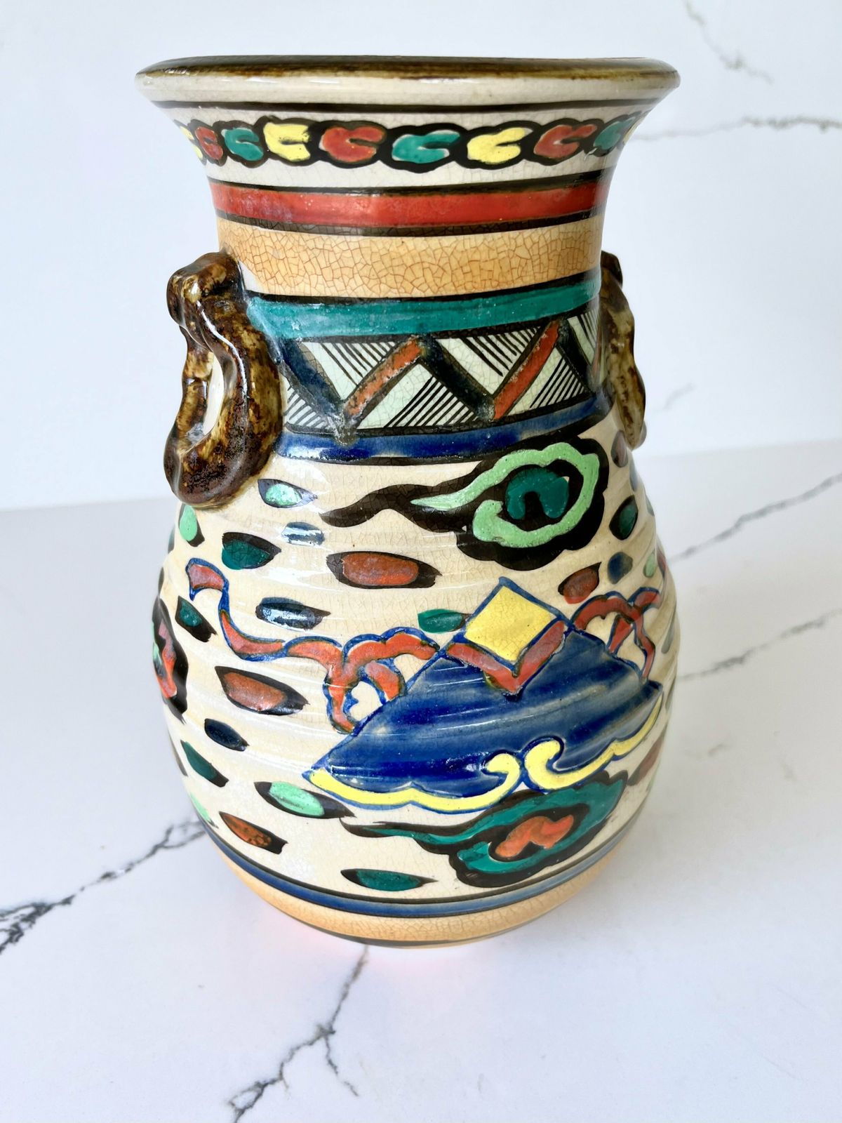 photo furniture Early 20th Century Japanese Colourful Hand Painted Ceramic Vase