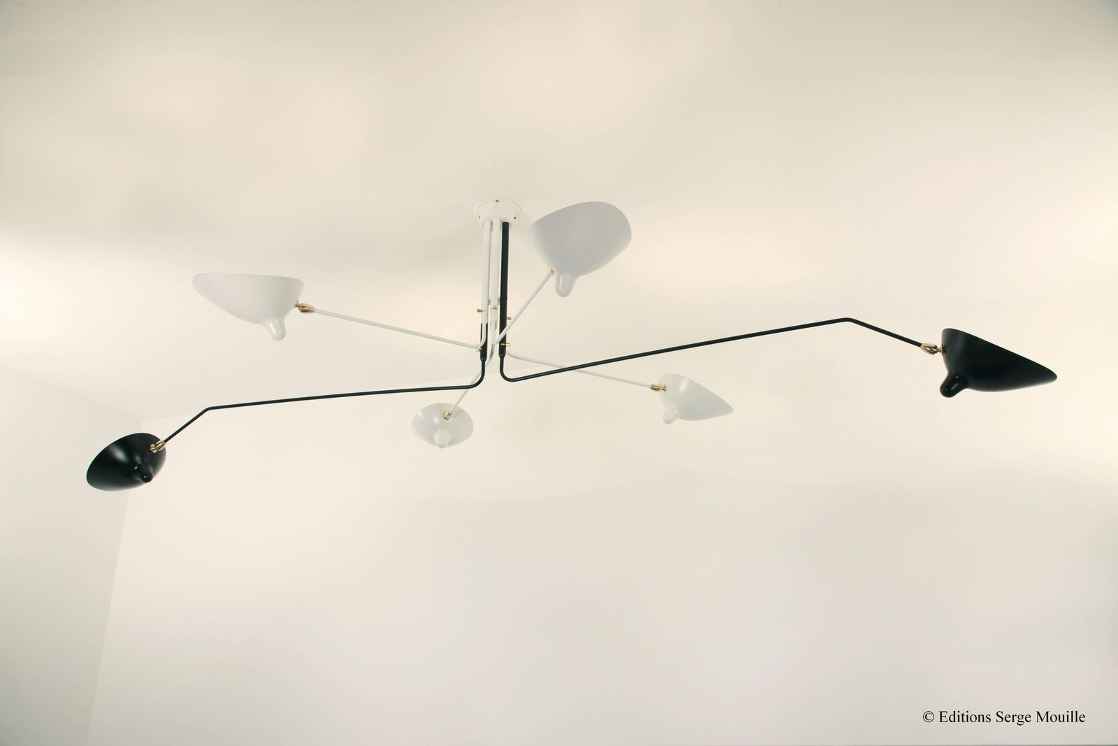 Serge Mouille Ceiling Lamp 6 Rotating Arms In Black And White Louis Sognot photo furniture