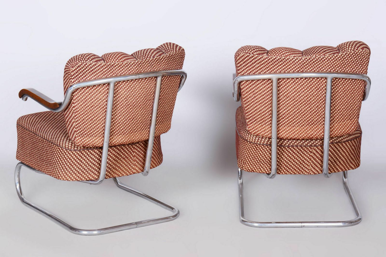 Set Of Two Original Bauhaus Armchairs, By O. Zoufalý, Chrome, Czech, 1930s photo furniture