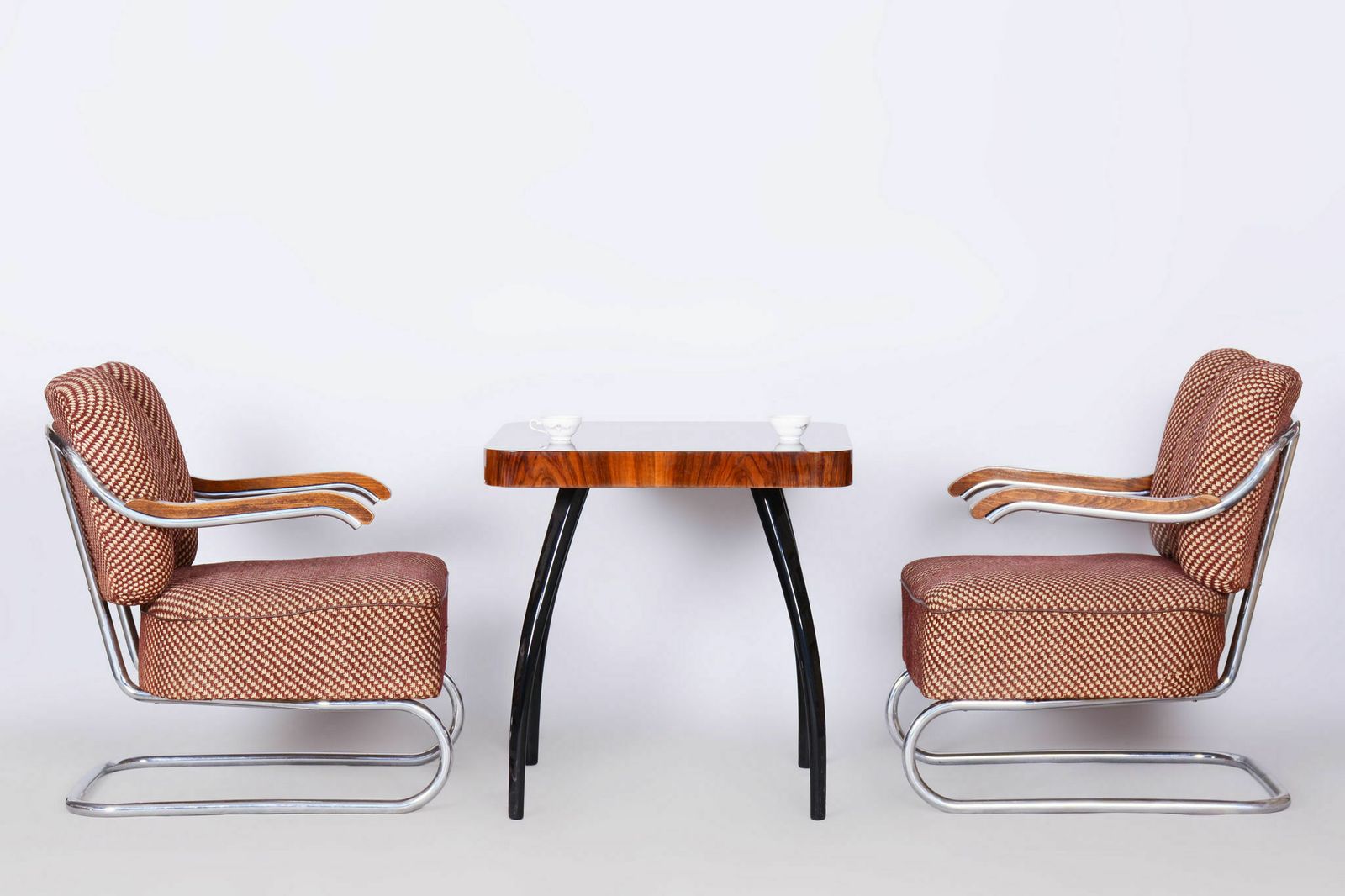 Set Of Two Original Bauhaus Armchairs, By O. Zoufalý, Chrome, Czech, 1930s photo vinterior