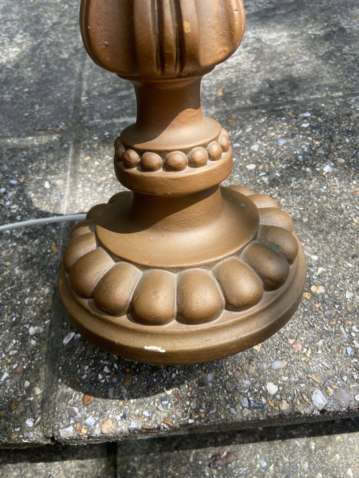 Tall Retro Vintage Table Lamp In Antique Gold   Made Of Resin And Painted; Classic Candelstick Holder Style, Working, Vgc photo vinterior