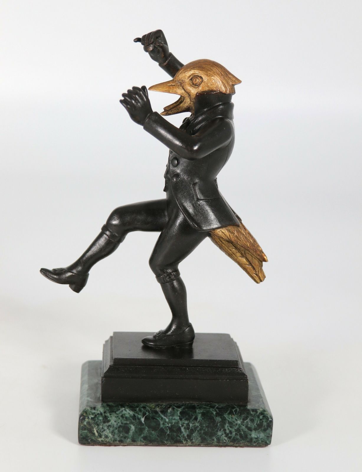 photo vintage Antique Pair Of Bronze Caricature Figures Of Theatrical Birds, Circa 1880