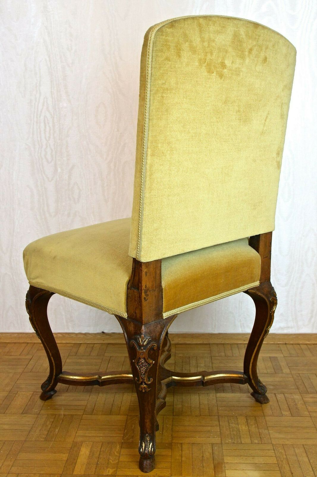 Set Of Six 18th Century Baroque Dining Chairs With Gilt Accents, Italy Ca. 1790 photo buy