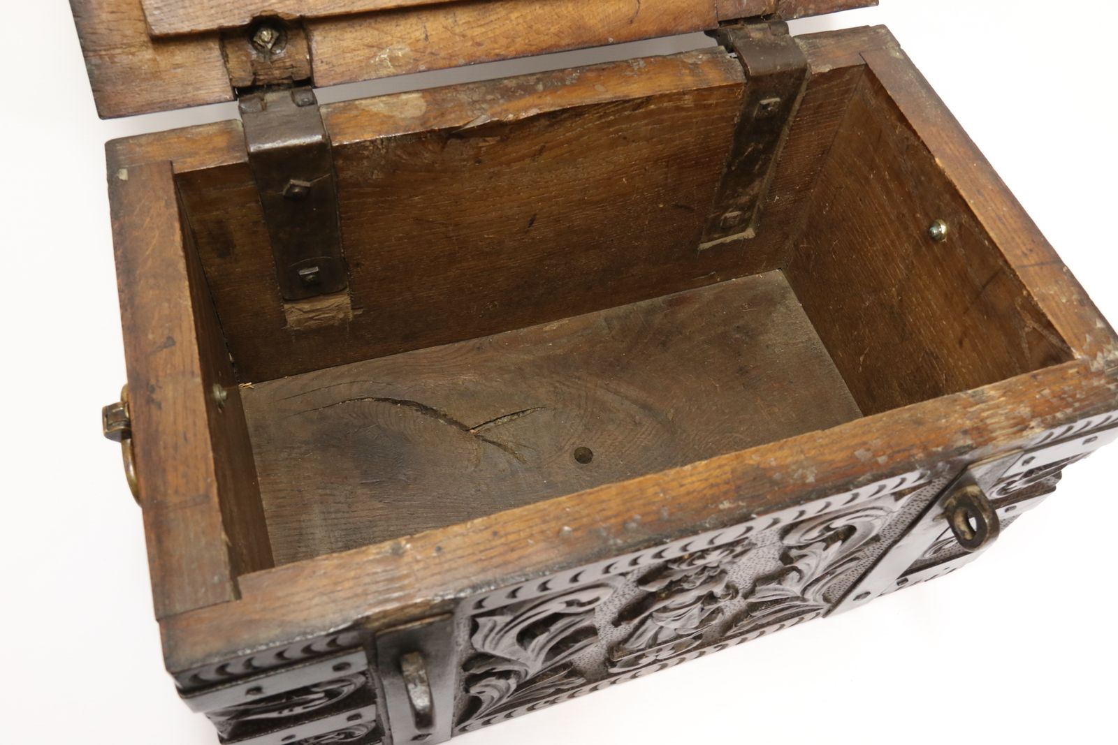 photo furniture A Rare Ships Or Country House Carved Oak And Steel Bound Strong Box Circa 1840