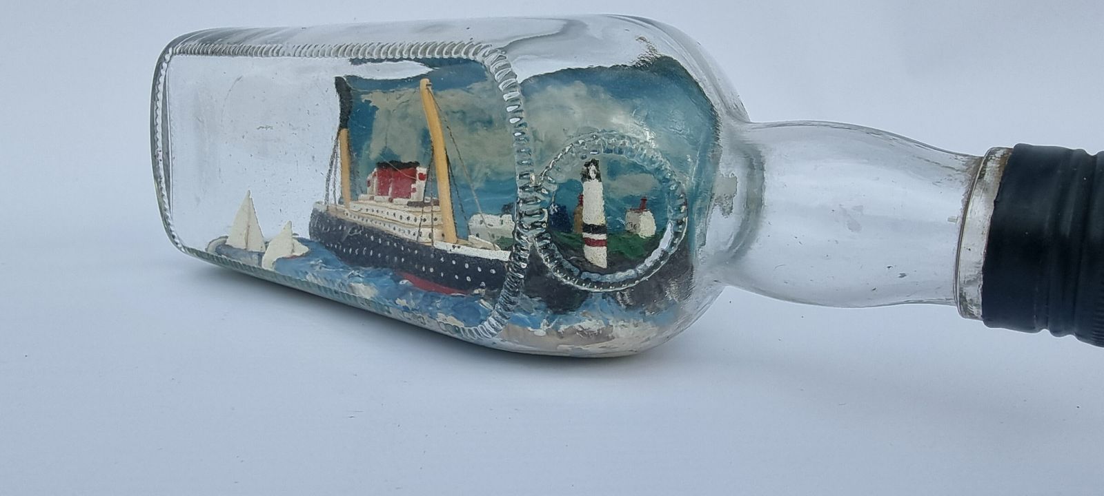 A Rare Folk Art Diorama Model Ship In A Bottle Circa 1930 photo buy