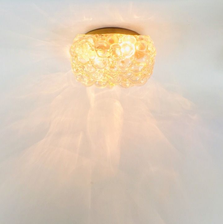 Large Amber Bubble Glass Ceiling Light/Flush Mount By Helena Tynell For Limburg, Germany, 1960s photo vintage