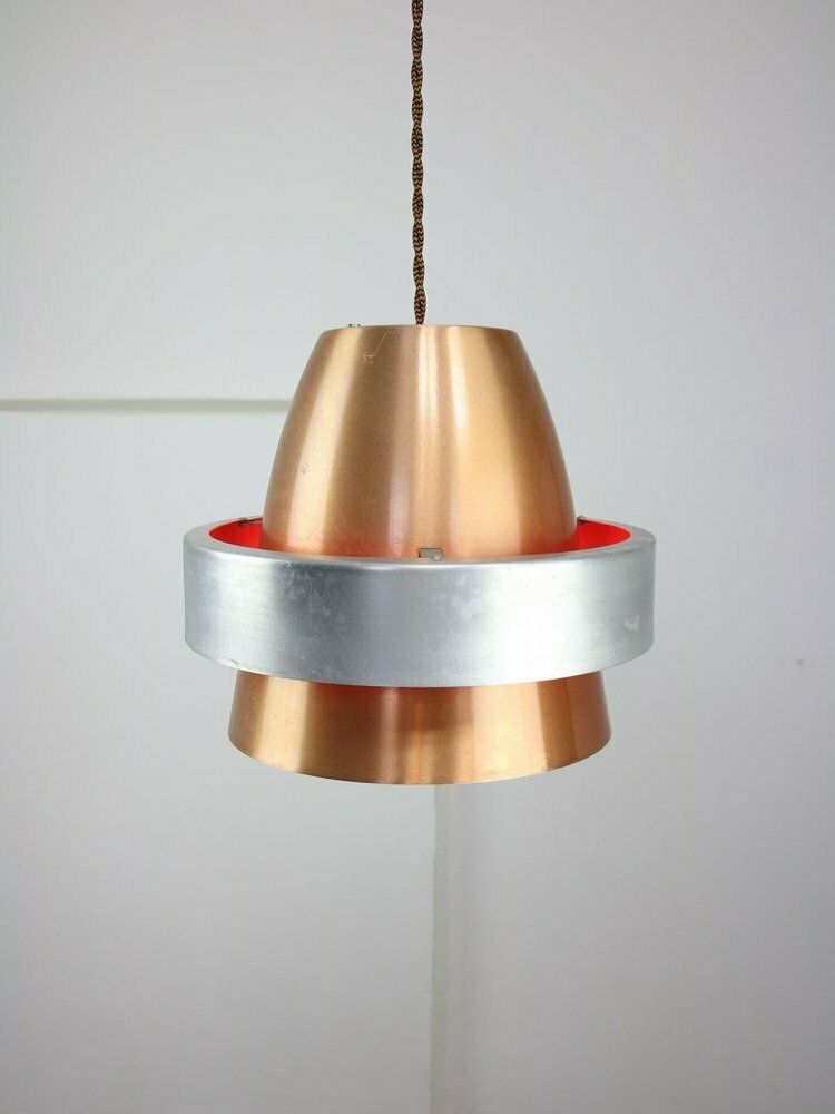 Italian Space Age Aluminum Pendant Lamp In Copper Color, 1970s photo 497.0