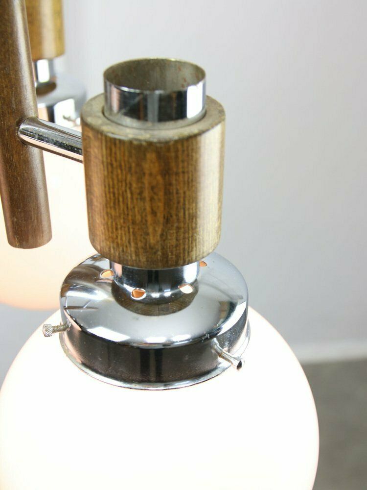 photo furniture Mid Century Scandinavian Chrome & Opaline Chandelier, 1960s