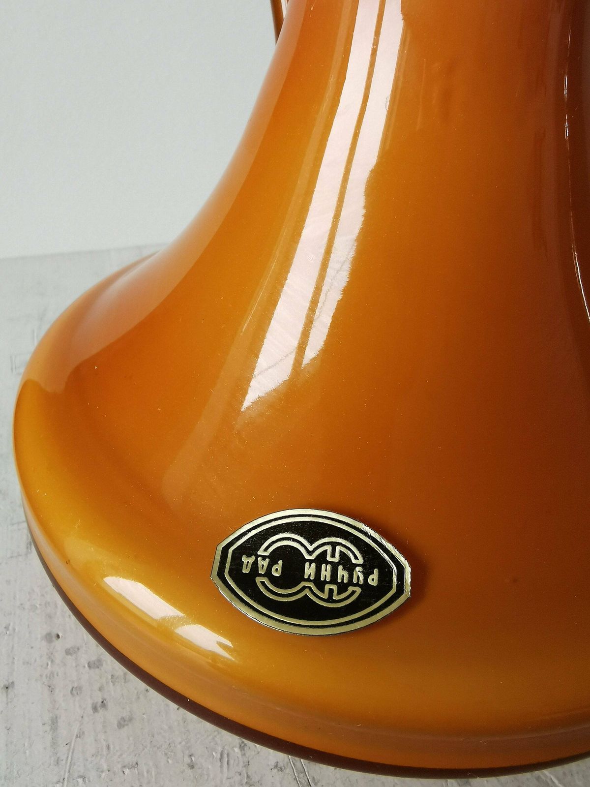 Murano Ceramic Vintage Cased Glass Vase With Handle. Retro Modern Vase From 70's Yugoslavia Signed Handmade photo furniture