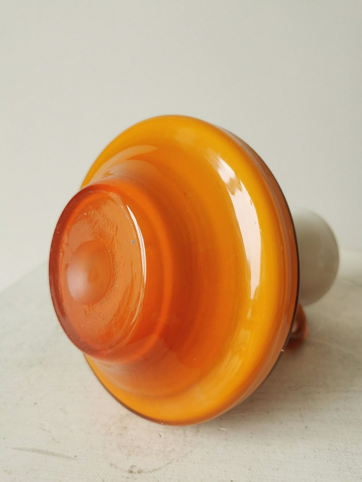 Murano Ceramic Vintage Cased Glass Vase With Handle. Retro Modern Vase From 70's Yugoslavia Signed Handmade photo Home Decor
