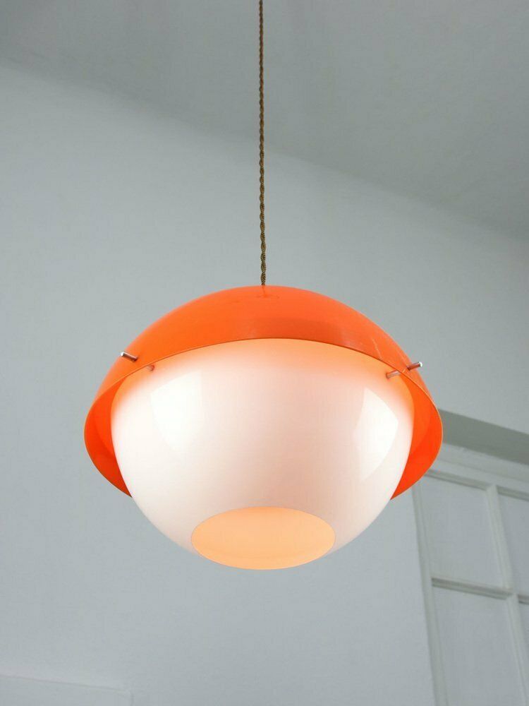 Space Age Italian Orange Acrylic Glass Pendant Lamp, 1970s photo buy