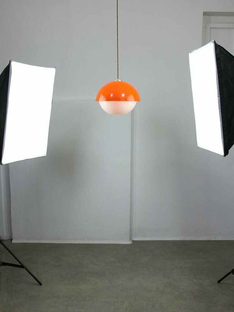 Lighting Space Age Italian Orange Acrylic Glass Pendant Lamp, 1970s photo