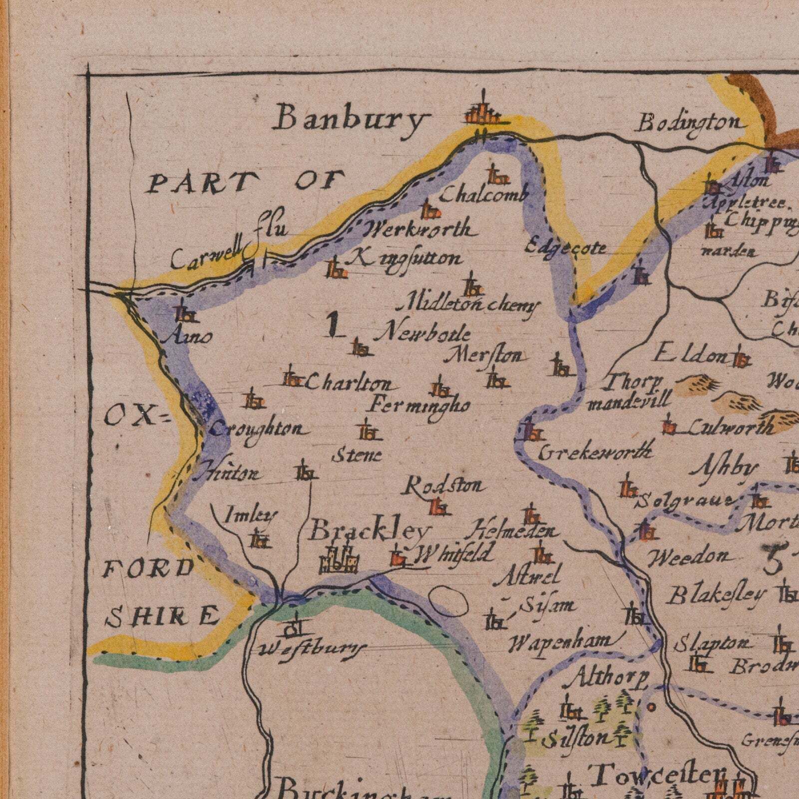 photo for sale Antique County Map, Northamptonshire, English, Framed Cartography, Richard Blome