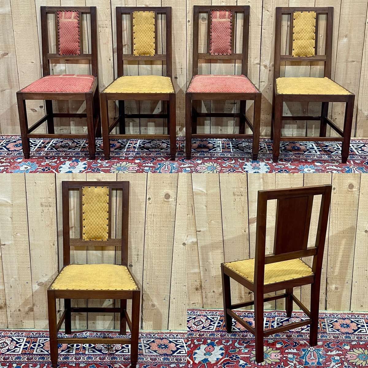 Set Of 4 Art Deco Mahogany Chairs From The 1950s