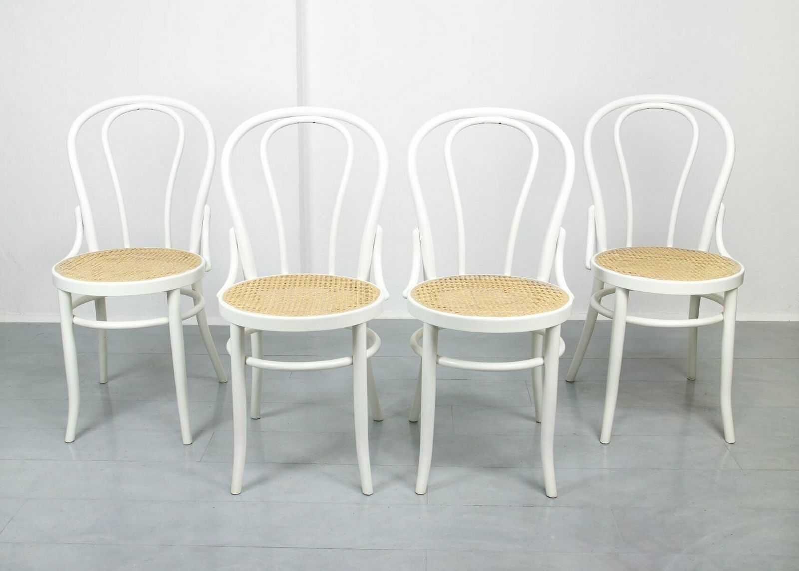 No. 18 White Chairs Attributed To Michael Thonet, Set Of 4