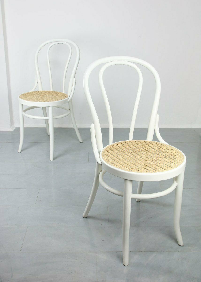 No. 18 White Chairs Attributed To Michael Thonet, Set Of 4 photo for sale