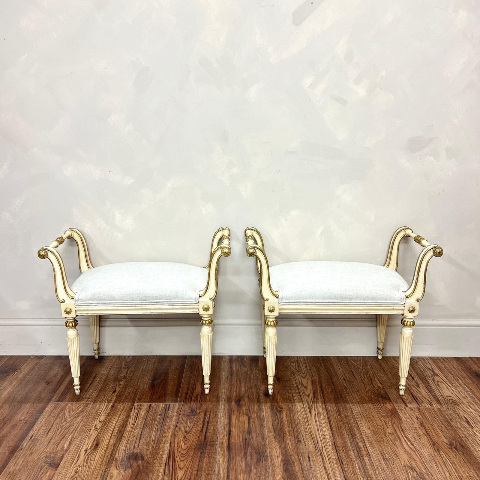 Pair Of French 20th Century Gilt Window Seats