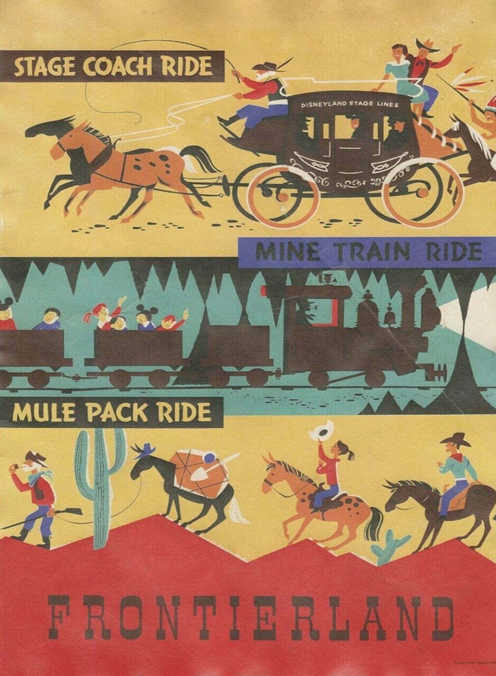Disneyland   Stage Coach Ride   Frontierland  Original Vintage Poster