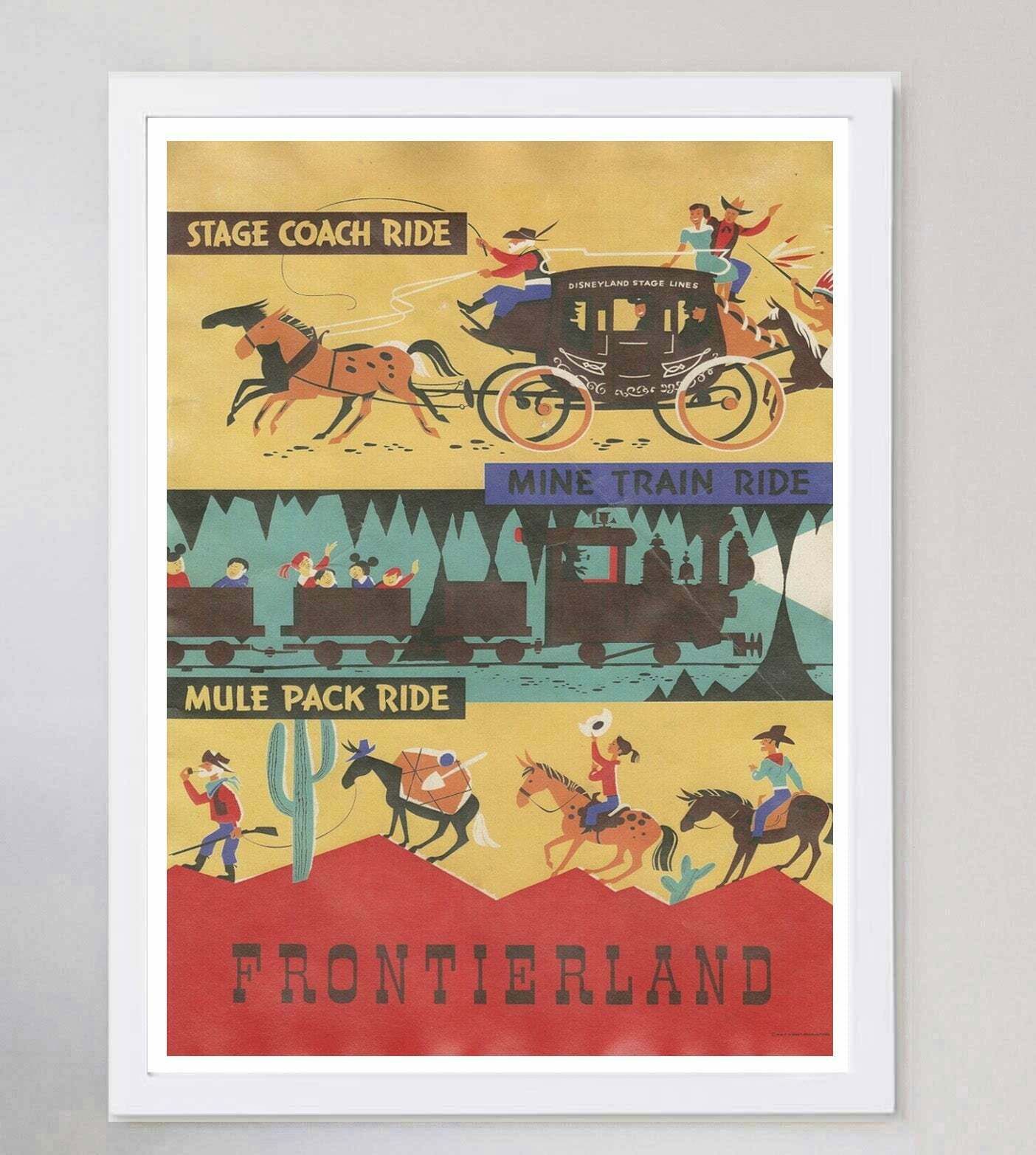 Disneyland   Stage Coach Ride   Frontierland  Original Vintage Poster photo for sale