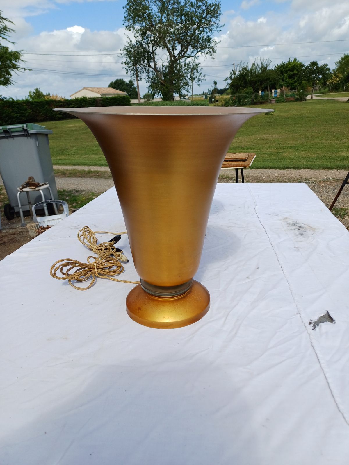 391.0 Pair Of Golden Aluminum Lamps From The 1960s photo
