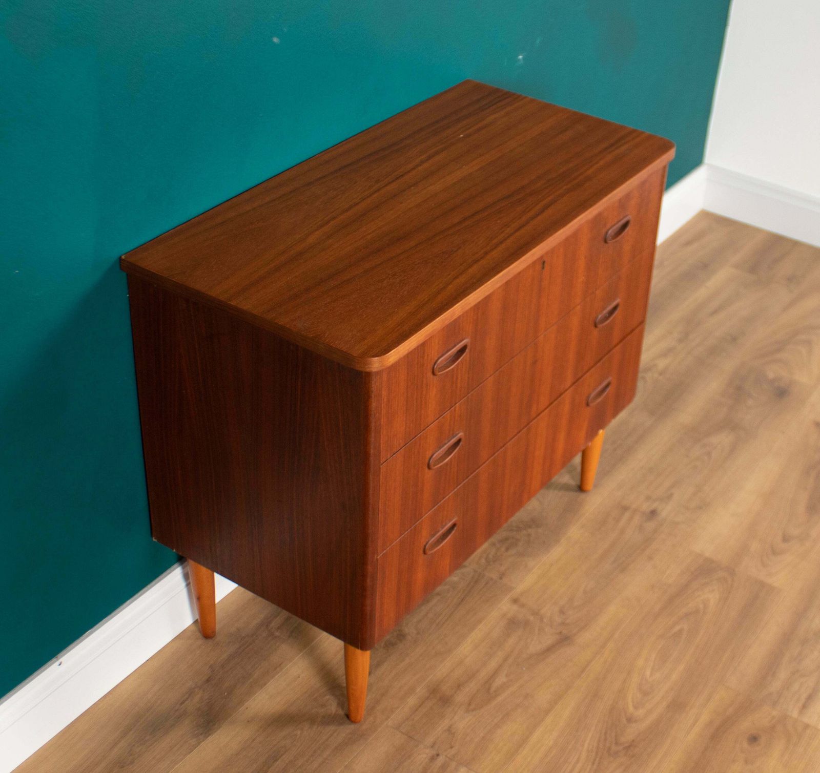 Retro Teak 1960s Bedside Chest Of Drawers photo vinterior