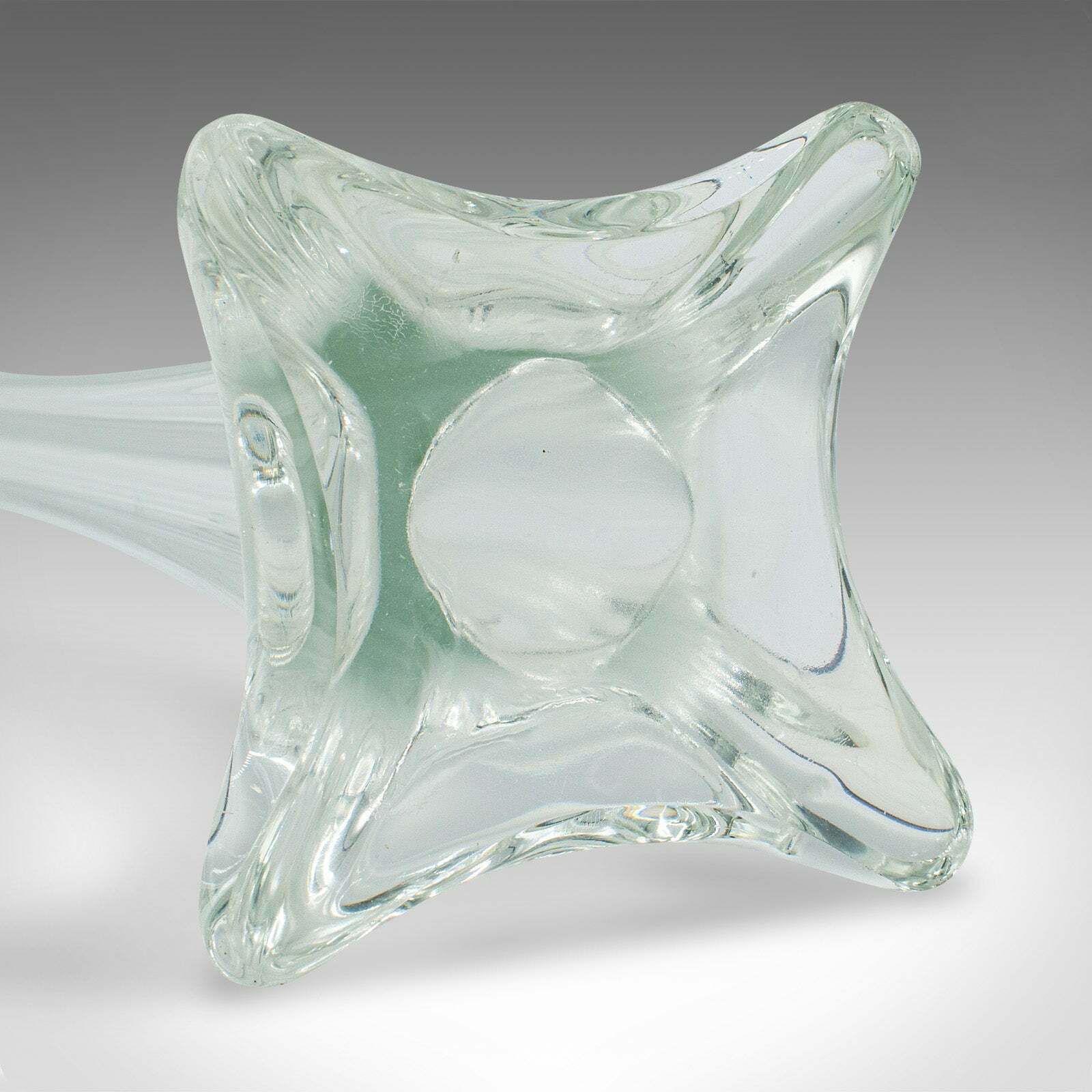 photo furniture Tall Vintage Stem Vase, French, Glass, Fluted Sleeve, Flower, Mid Century, 1950