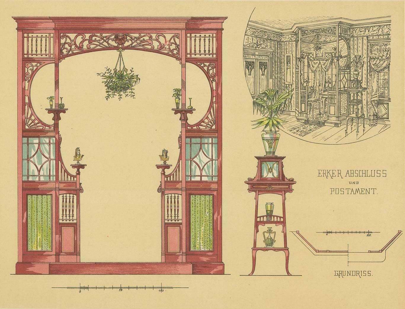 Pl. 10 Antique Print Of A Bay Window By Kramer 'Circa 1910' photo Art