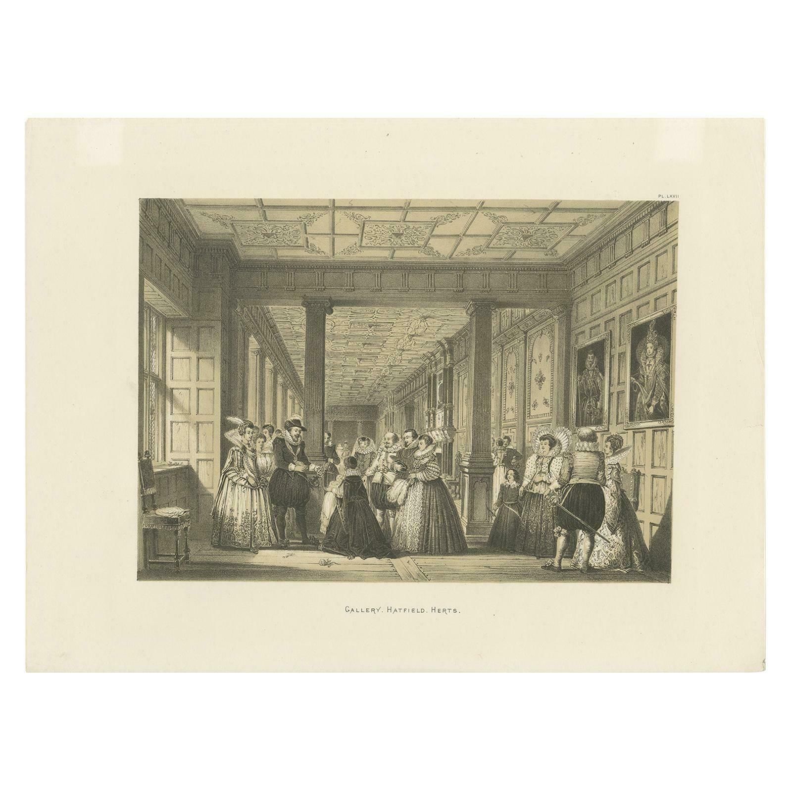 Antique Print Of Hatfield House By Nash, 'Circa 1870'